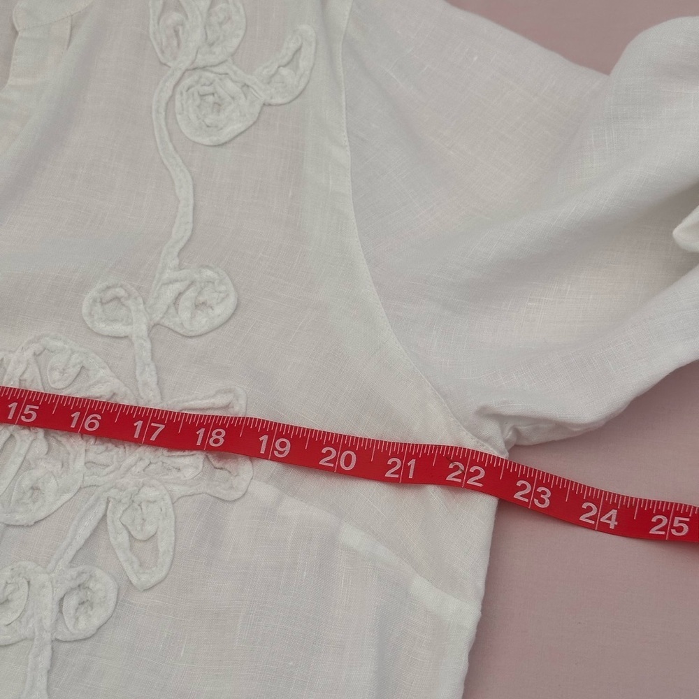 Charter Club Cream Linen Blouse 100% linen #A2 - Picture 7 of 9